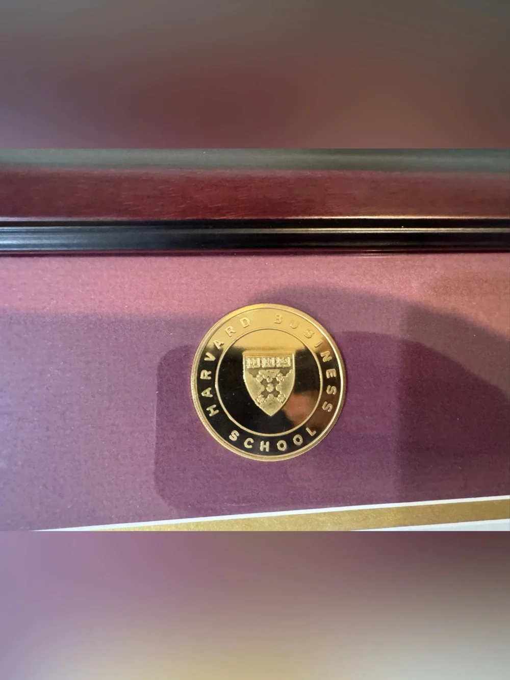 Harvard Business School Burgundy Diploma Frame with Gold Accents